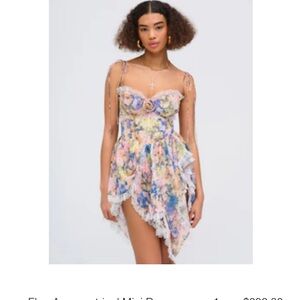 For Love And Lemons Pastel Floral Asymmetrical Dress